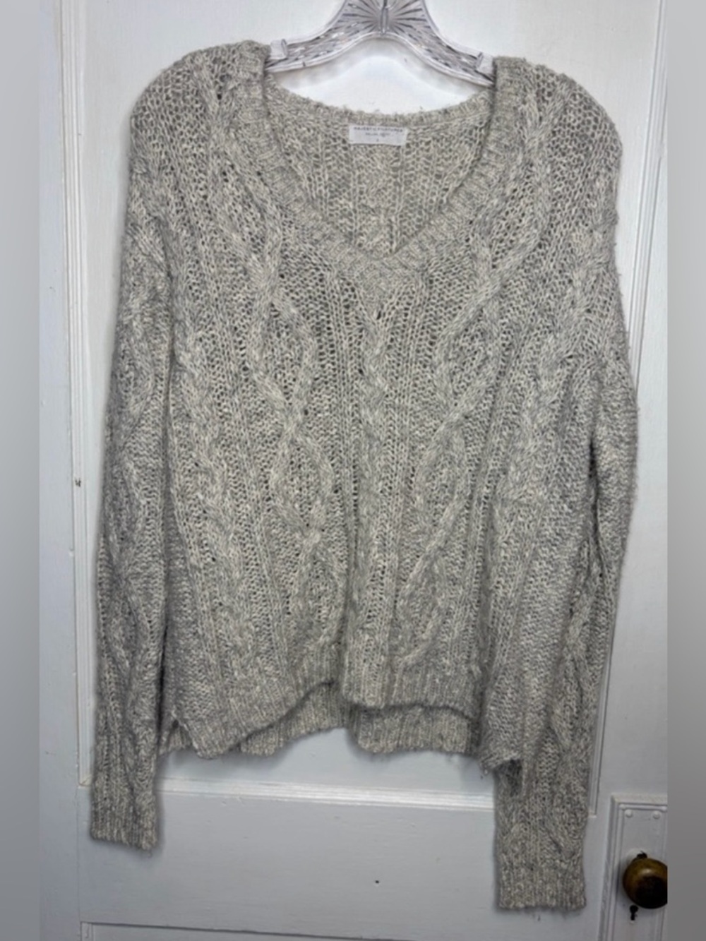 Majestic Filatures Deluxe Tricot Sweater 2 Alpaca Merino Marled Gray Cable Knit